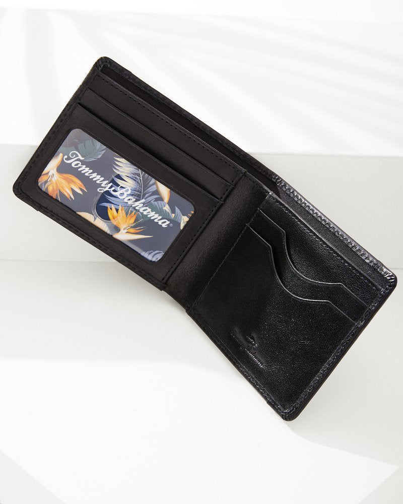 Tommy Bahama | Contrast Binding Slimfold Wallet / Black/Cognac