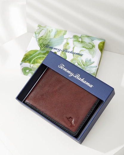 Tommy Bahama | Contrast Binding Slimfold Wallet / Black/Cognac