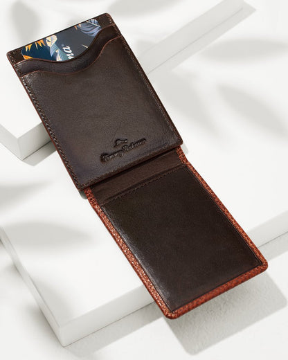 Tommy Bahama | Scotchgrain Leather Magnetic Front Pocket Wallet / Cognac