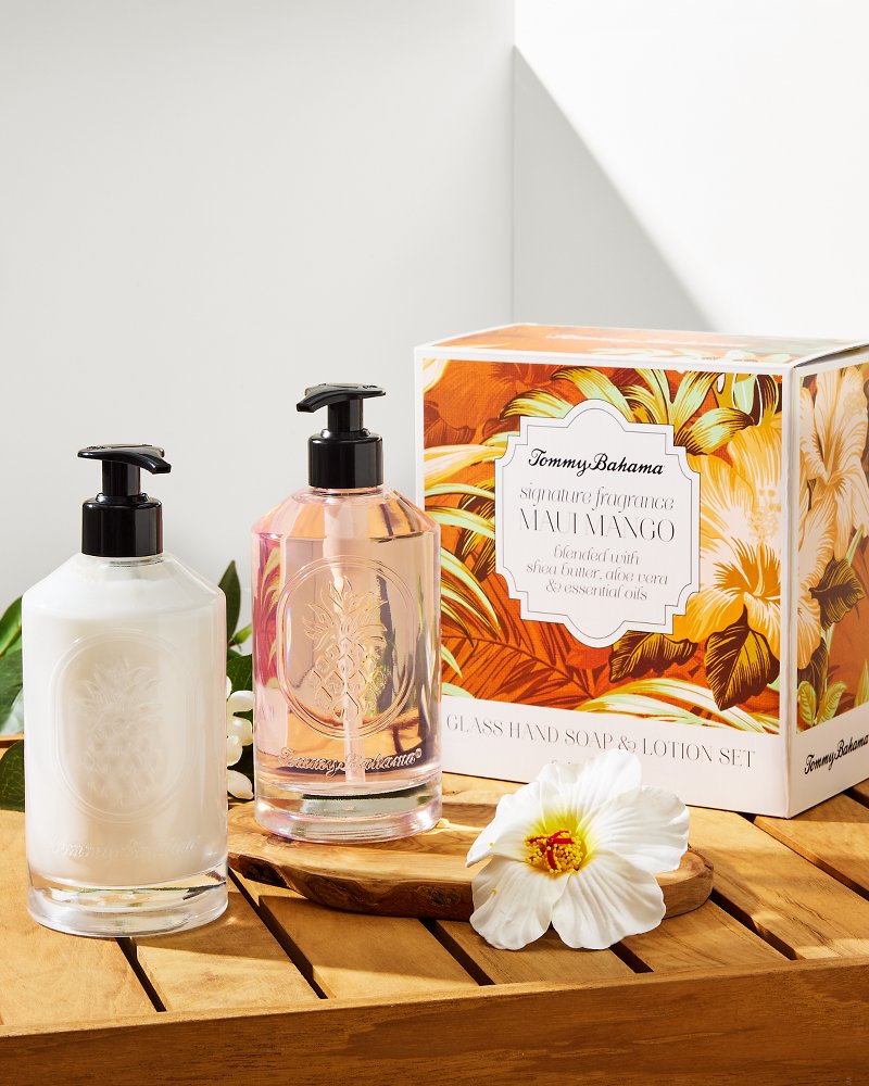 Tommy Bahama | Maui Mango Glass Hand Soap & Lotion Set / Maui Mango