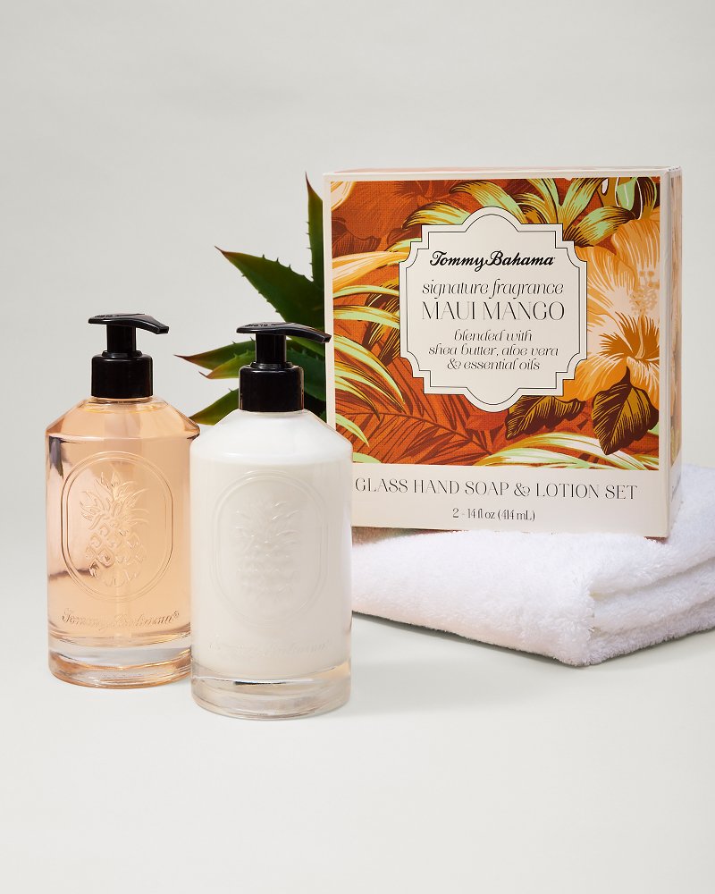 Tommy Bahama | Maui Mango Glass Hand Soap & Lotion Set / Maui Mango