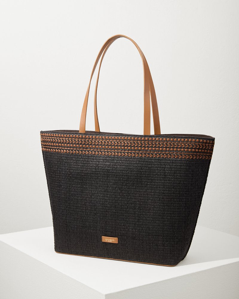 Tommy Bahama | Raffia Palms Beach Tote / Black Multi