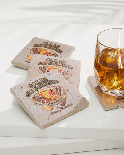 Tommy Bahama | Call Me Old Fashioned Travertine Coaster Set / Multicolor