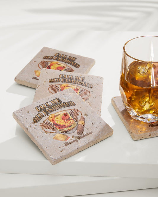 Tommy Bahama | Call Me Old Fashioned Travertine Coaster Set / Multicolor