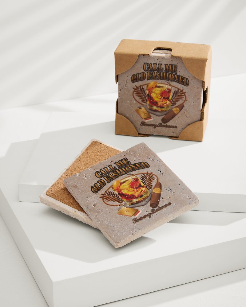 Tommy Bahama | Call Me Old Fashioned Travertine Coaster Set / Multicolor