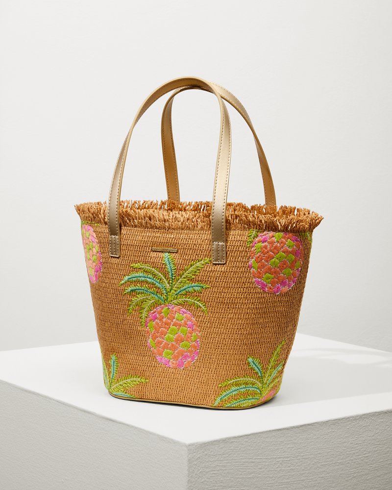 Tommy Bahama | Flamingo Pineapple Straw Tote / Natural Pink
