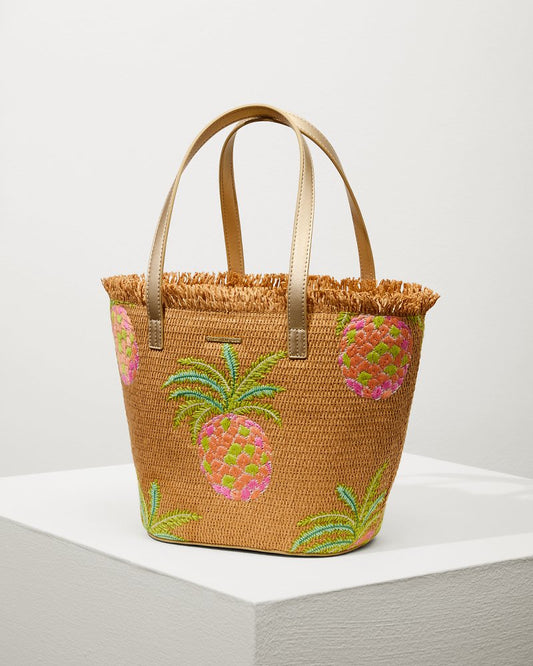 Tommy Bahama | Flamingo Pineapple Straw Tote / Natural Pink