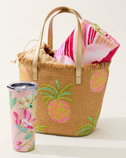 Tommy Bahama | Flamingo Pineapple Straw Tote / Natural Pink