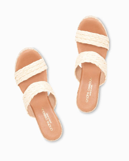 Tommy Bahama | André Assous Nolita Braided Raffia Wedge Sandals / Beige
