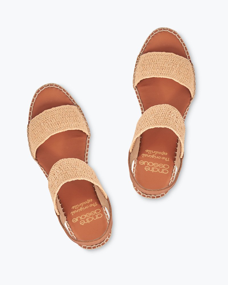 Tommy Bahama | André Assous Aviana Stretch Espadrille Wedge Sandals / Dark Natural
