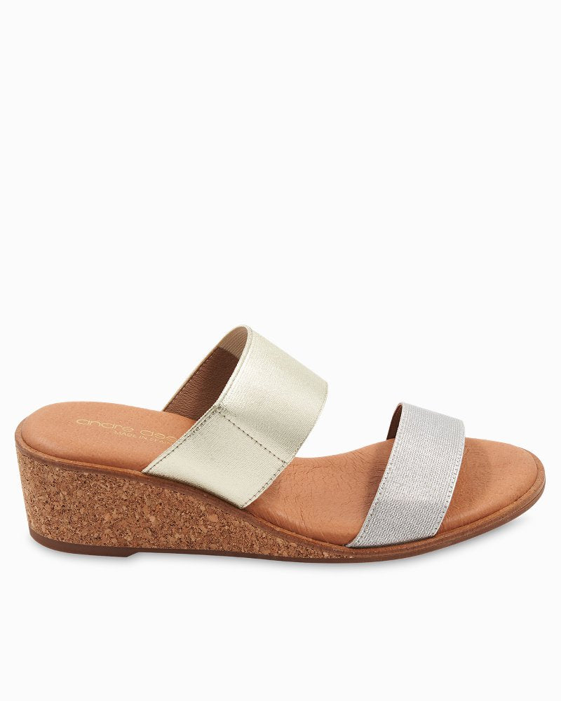 Tommy Bahama | André Assous Gwenn Elastic Wedge Sandals / Silver