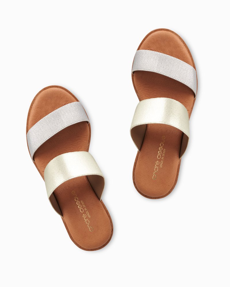 Tommy Bahama | André Assous Gwenn Elastic Wedge Sandals / Silver