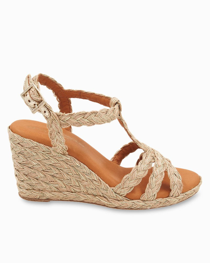 Tommy Bahama | André Assous Madina Raffia Wedge Sandals / Gold