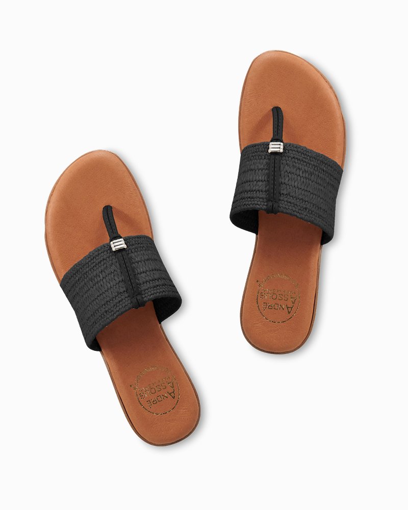 Tommy Bahama | André Assous Nice Stretch Raffia Featherweights™ Sandals / Black