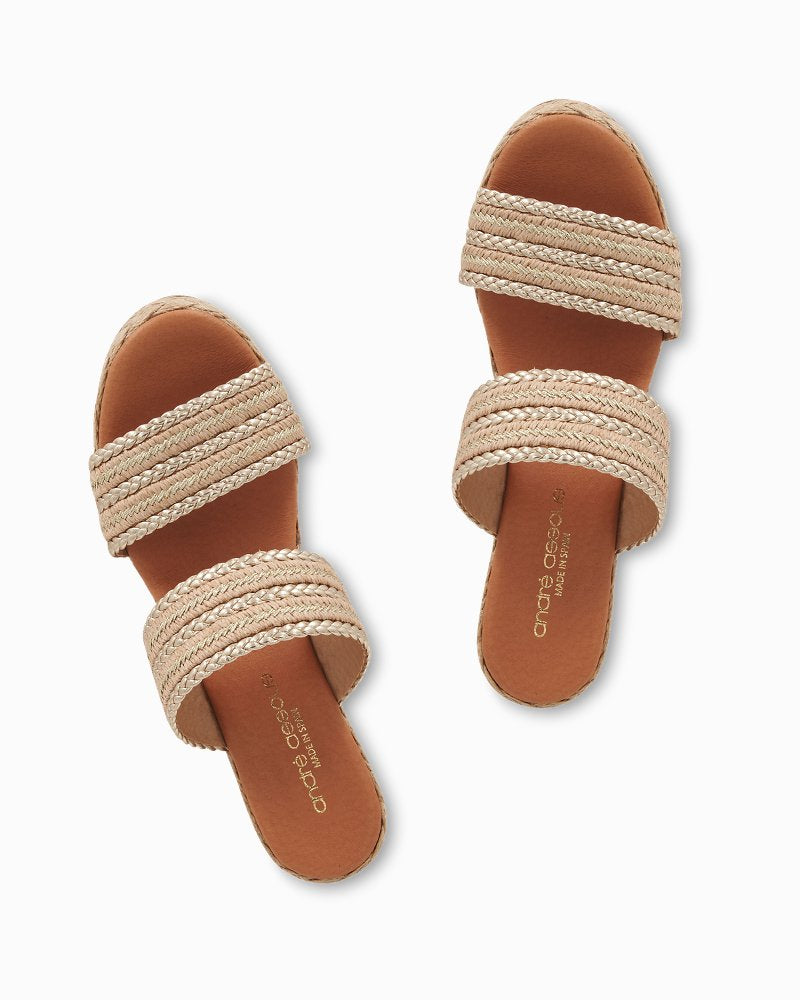 Tommy Bahama | André Assous Nolita Raffia Wedge Sandals / Natural/Platino Stripe