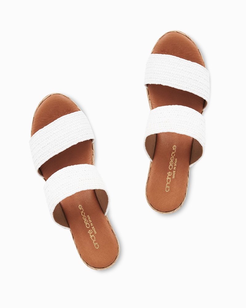 Tommy Bahama | André Assous Nori Stretch Raffia Wedge Sandals / White