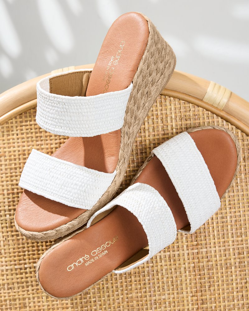 Tommy Bahama | André Assous Nori Stretch Raffia Wedge Sandals / White