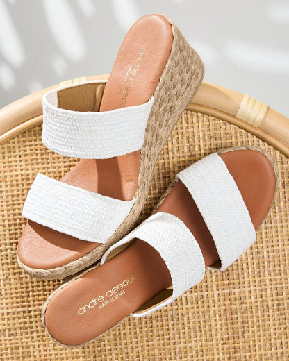 Tommy Bahama | André Assous Nori Stretch Raffia Wedge Sandals / White