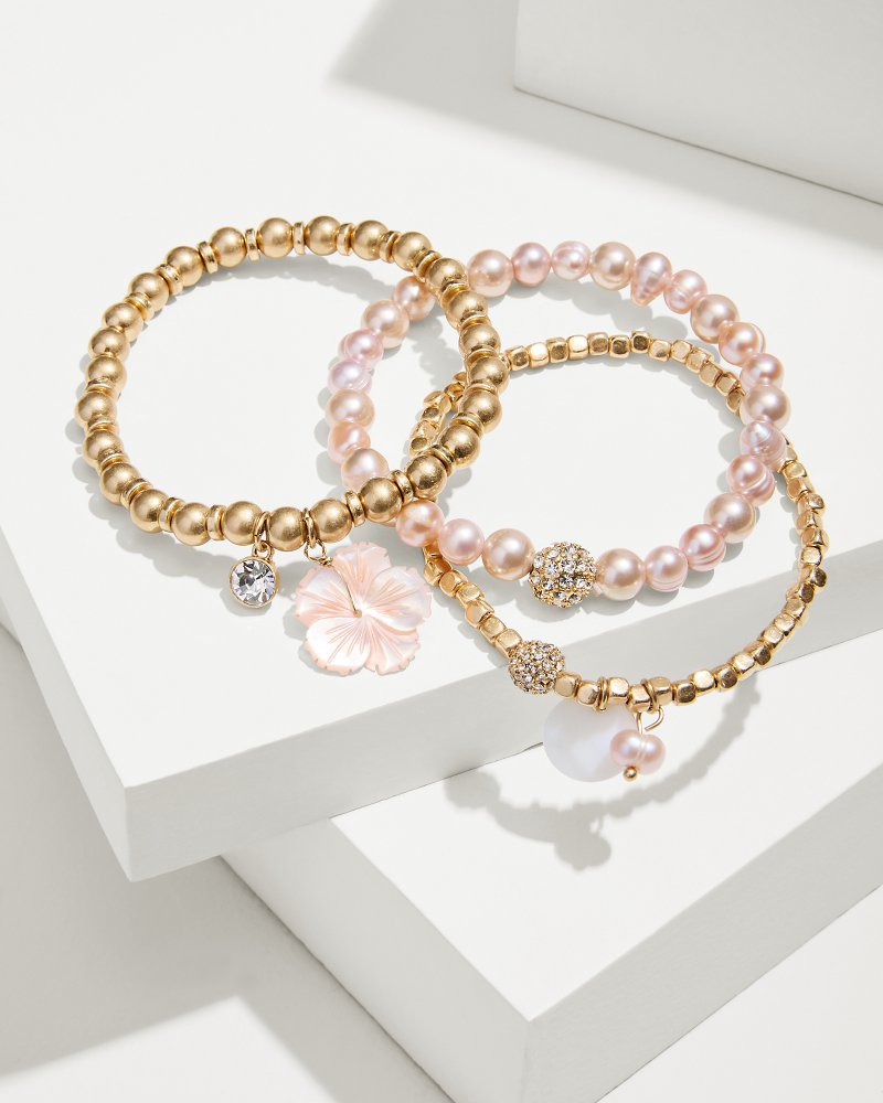 Tommy Bahama | Tropical Blooms Stretch Charm Bracelet Set / Pink
