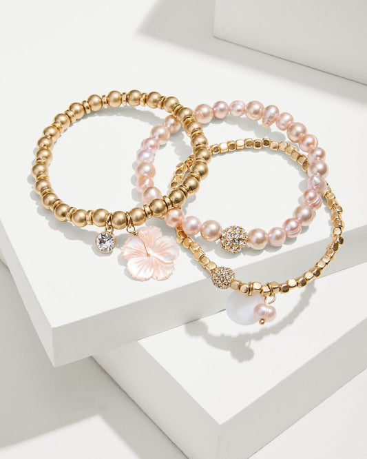 Tommy Bahama | Tropical Blooms Stretch Charm Bracelet Set / Pink