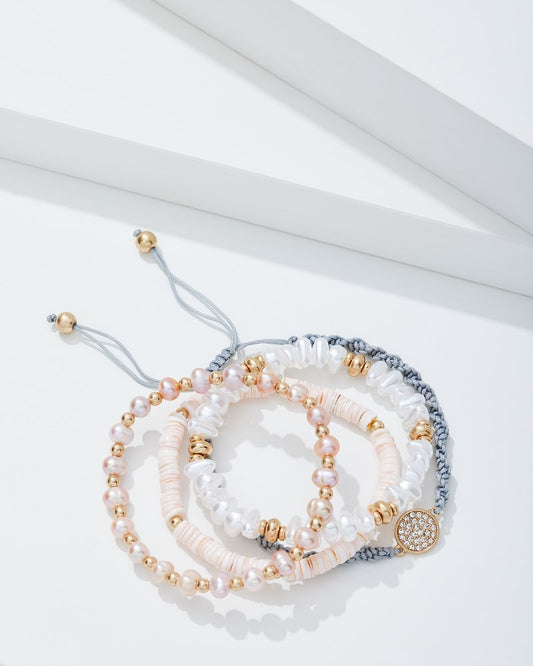 Tommy Bahama | Sanibel Island Heishi and Pearl Bracelet Set / Gold