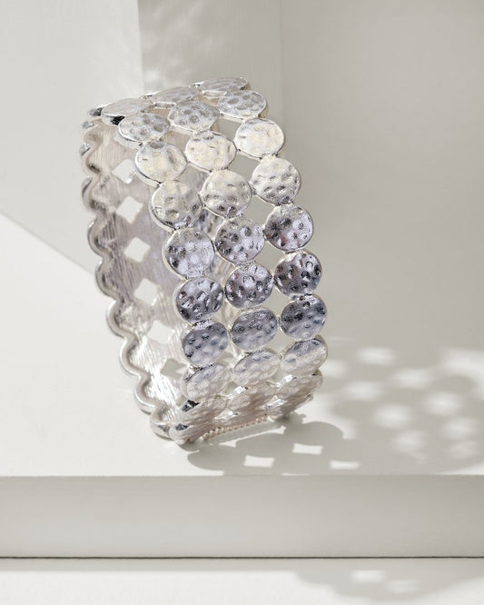 Tommy Bahama | Marco Island Textured Disc Statement Bangle / Silver