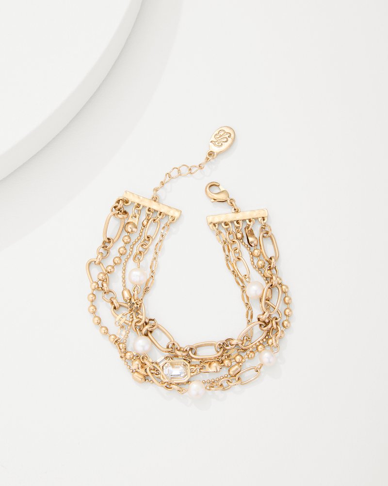 Tommy Bahama | Tidal Treasure Pearl and Chain Layered Bracelet / Gold