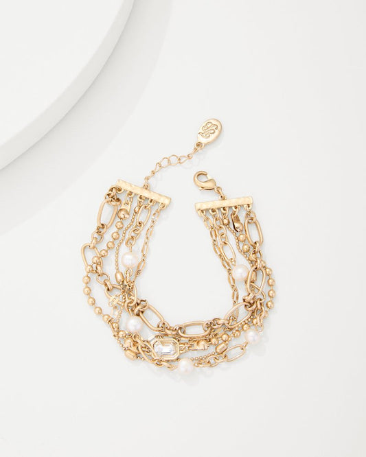 Tommy Bahama | Tidal Treasure Pearl and Chain Layered Bracelet / Gold