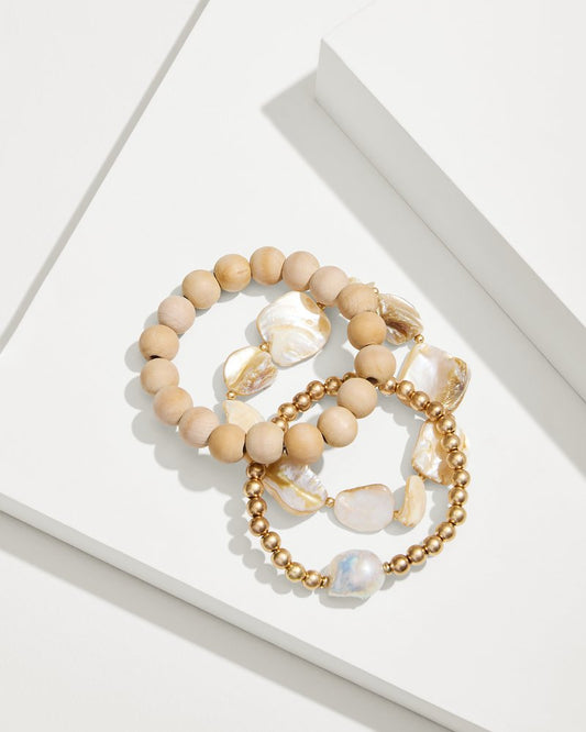Tommy Bahama | Indigo Shore Mother of Pearl & Shell Bracelet Set / Gold