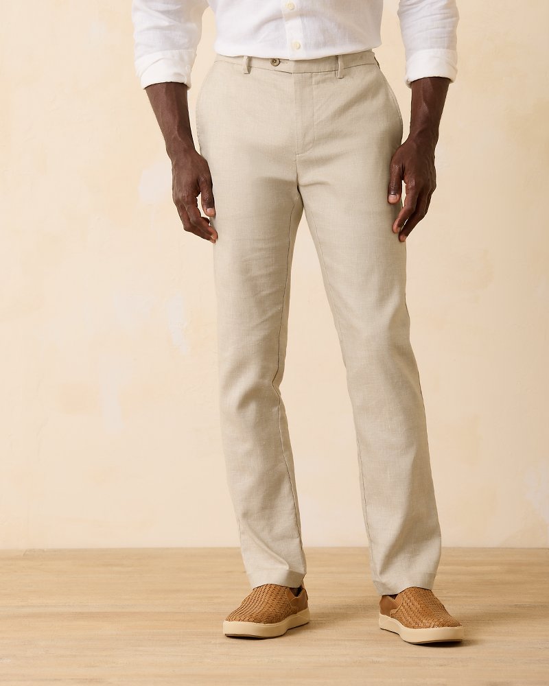 Tommy Bahama | Big & Tall Latigo Beach Linen-Blend Flat-Front Pants / Stone Khaki