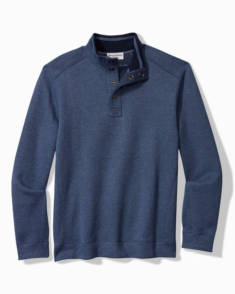 Tommy Bahama | Big & Tall Flip Coast Reversible Snap Mock Sweatshirt / Blue Note Heather