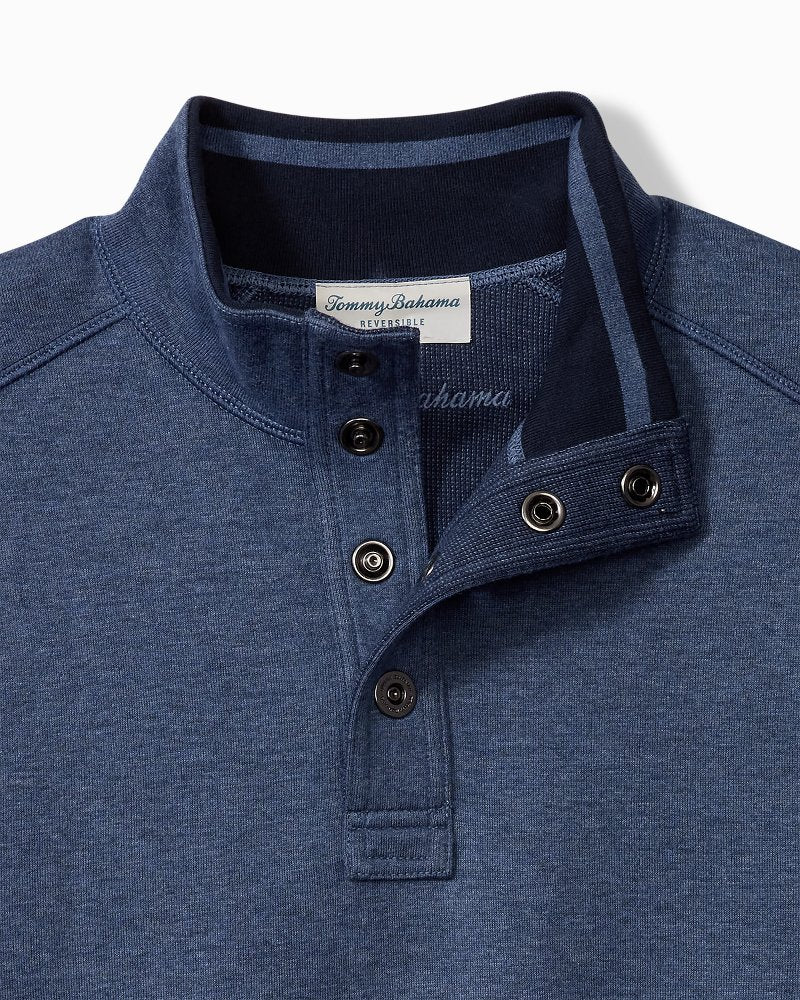 Tommy Bahama | Big & Tall Flip Coast Reversible Snap Mock Sweatshirt / Blue Note Heather