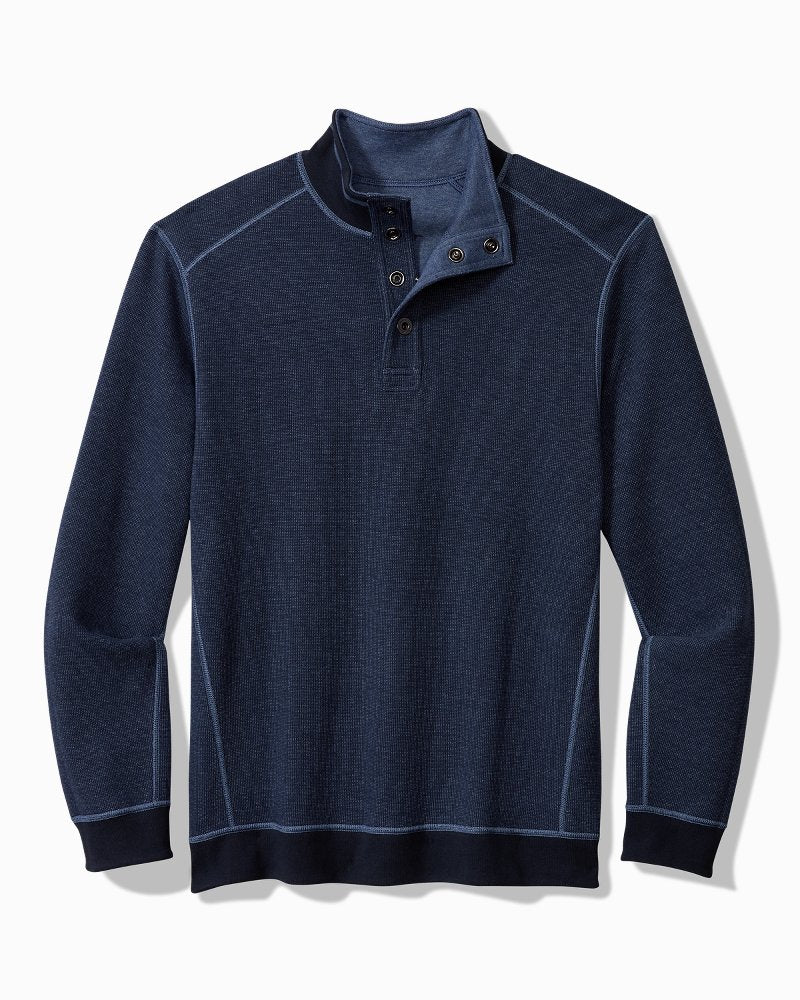 Tommy Bahama | Big & Tall Flip Coast Reversible Snap Mock Sweatshirt / Blue Note Heather