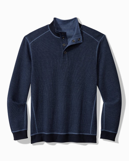 Tommy Bahama | Big & Tall Flip Coast Reversible Snap Mock Sweatshirt / Blue Note Heather
