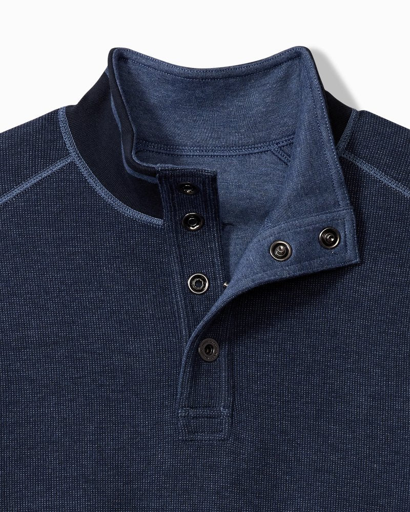 Tommy Bahama | Big & Tall Flip Coast Reversible Snap Mock Sweatshirt / Blue Note Heather