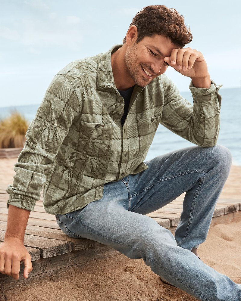Tommy Bahama | Big & Tall Fireside Palm Springs Stretch Flannel Shirt / Tea Leaf