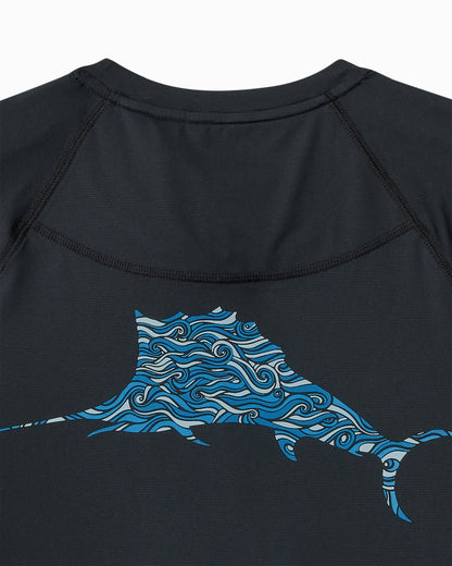 Tommy Bahama | Big & Tall Chill Time Surf IslandZone® Short-Sleeve Rash Guard / Jet Black