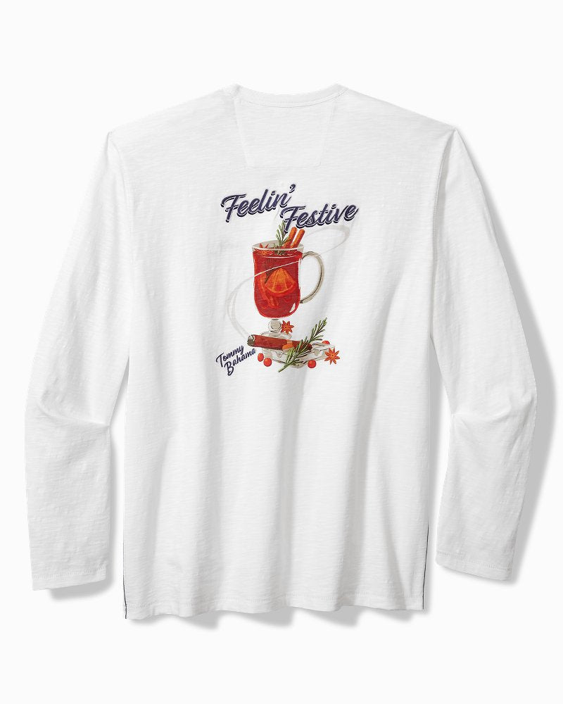 Tommy Bahama | Big & Tall Feelin' Festive Long-Sleeve Lux T-Shirt / White