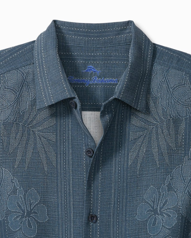 Tommy Bahama | Big & Tall Bali Border Silk Camp Shirt / Navy