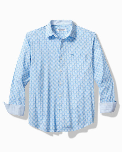Tommy Bahama | Big & Tall Sarasota Stretch Palm Tiles IslandZone® Shirt / Palace Blue