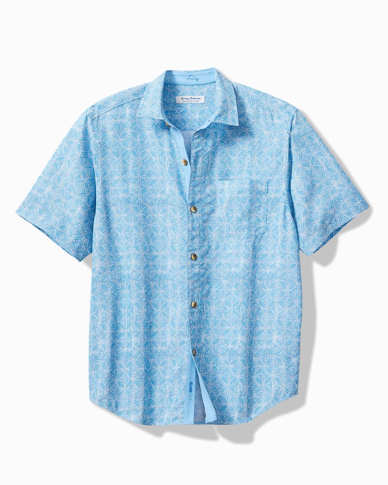 Tommy Bahama | Big & Tall Coconut Point Fleur De Geo IslandZone® Camp Shirt / Chambray Blue