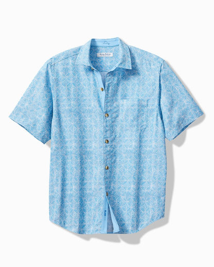 Tommy Bahama | Big & Tall Coconut Point Fleur De Geo IslandZone® Camp Shirt / Chambray Blue