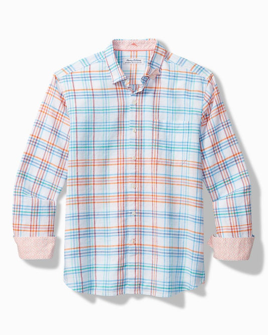 Tommy Bahama | Big & Tall Barbados Breeze La Via Check Stretch-Linen Shirt / White