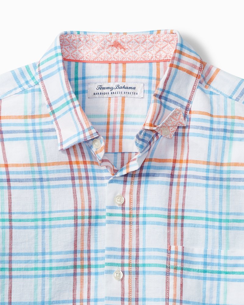 Tommy Bahama | Big & Tall Barbados Breeze La Via Check Stretch-Linen Shirt / White