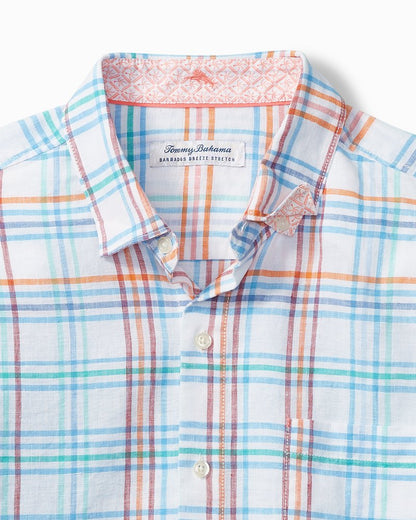 Tommy Bahama | Big & Tall Barbados Breeze La Via Check Stretch-Linen Shirt / White