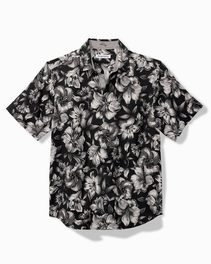 Tommy Bahama | Big & Tall Hibiscus Hideaway Silk Camp Shirt / Black