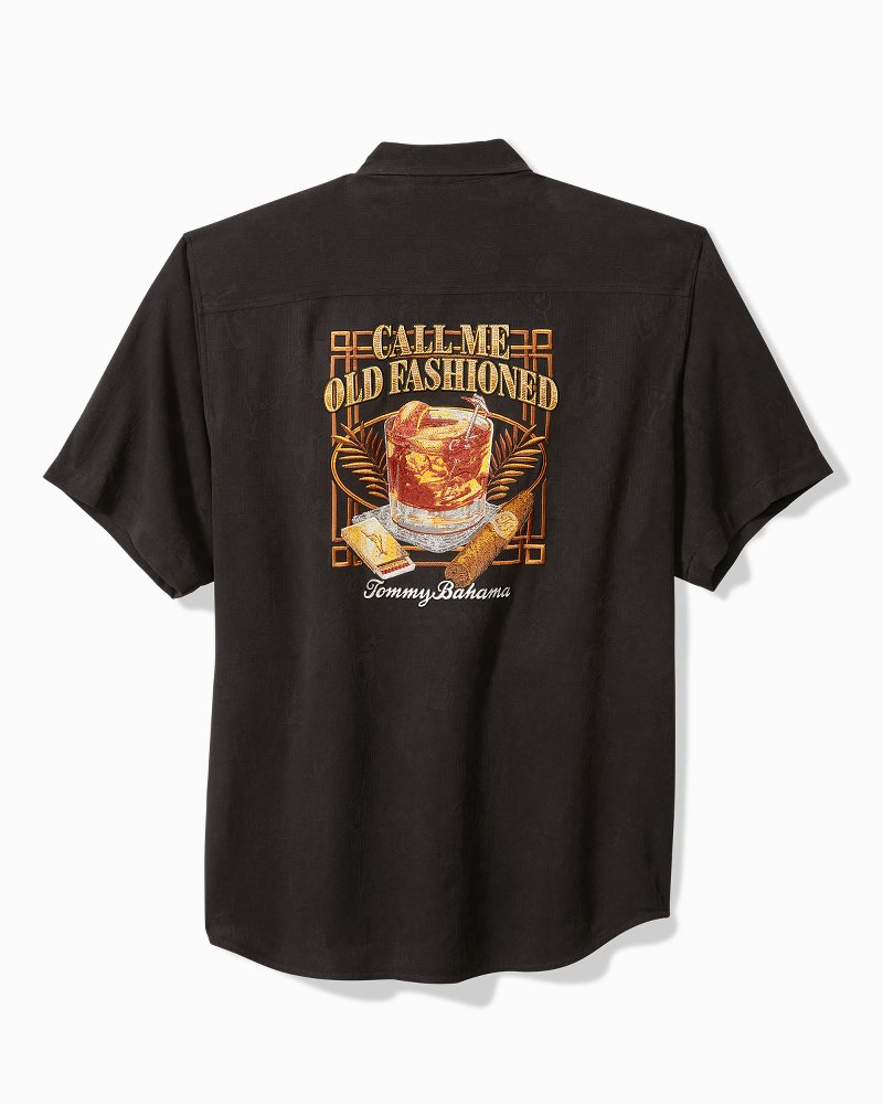 Tommy Bahama | Big & Tall Call Me Old Fashioned Silk Camp Shirt / Black