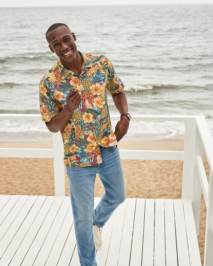 Tommy Bahama | Big & Tall Coconut Point Sunset Canopy IslandZone® Camp Shirt / Dark Sangria