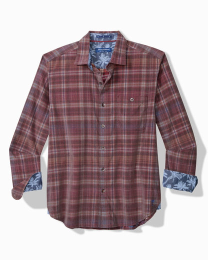 Tommy Bahama | Big & Tall Coastline Cord Stretch Harbor Check Shirt / Aged Claret