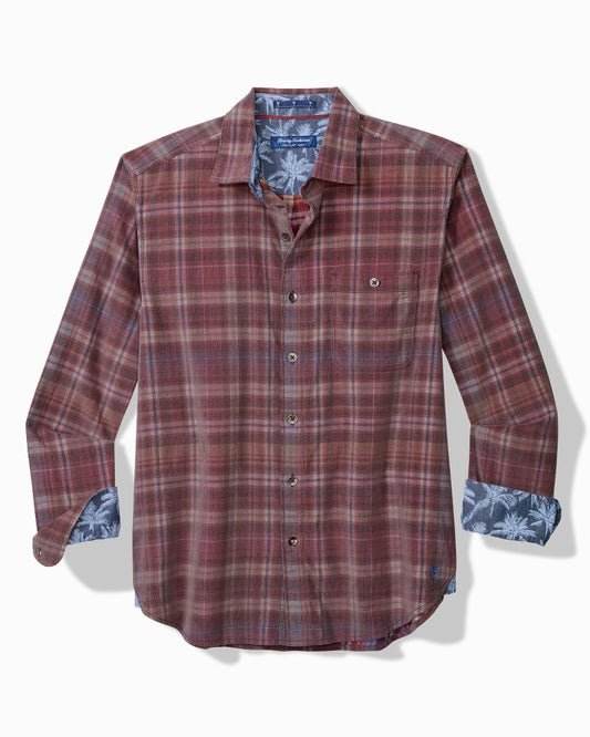 Tommy Bahama | Big & Tall Coastline Cord Stretch Harbor Check Shirt / Aged Claret
